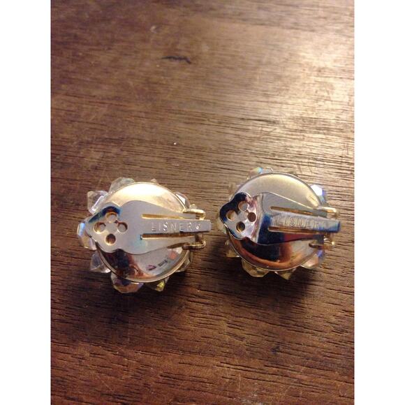 5/$25 LISNER Clear AB Cluster Bead Clip On Earrings - Picture 2 of 5